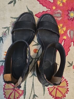 Black Frye Brielle Open-Toe Ankle Strap Sandals
